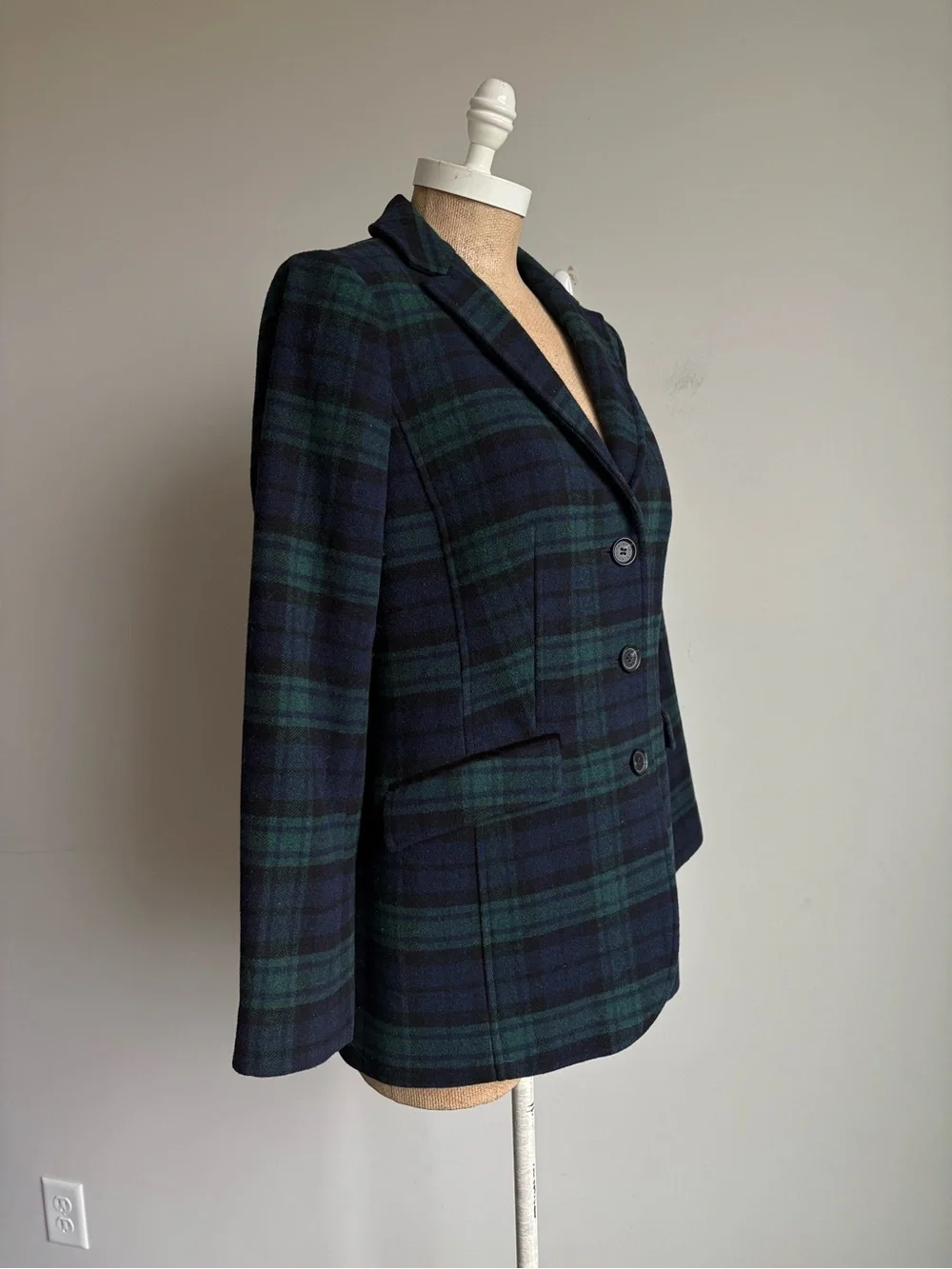 Talbots Blackwatch Plaid Wool Blend Blazer Preppy Classic Jacket Size 8